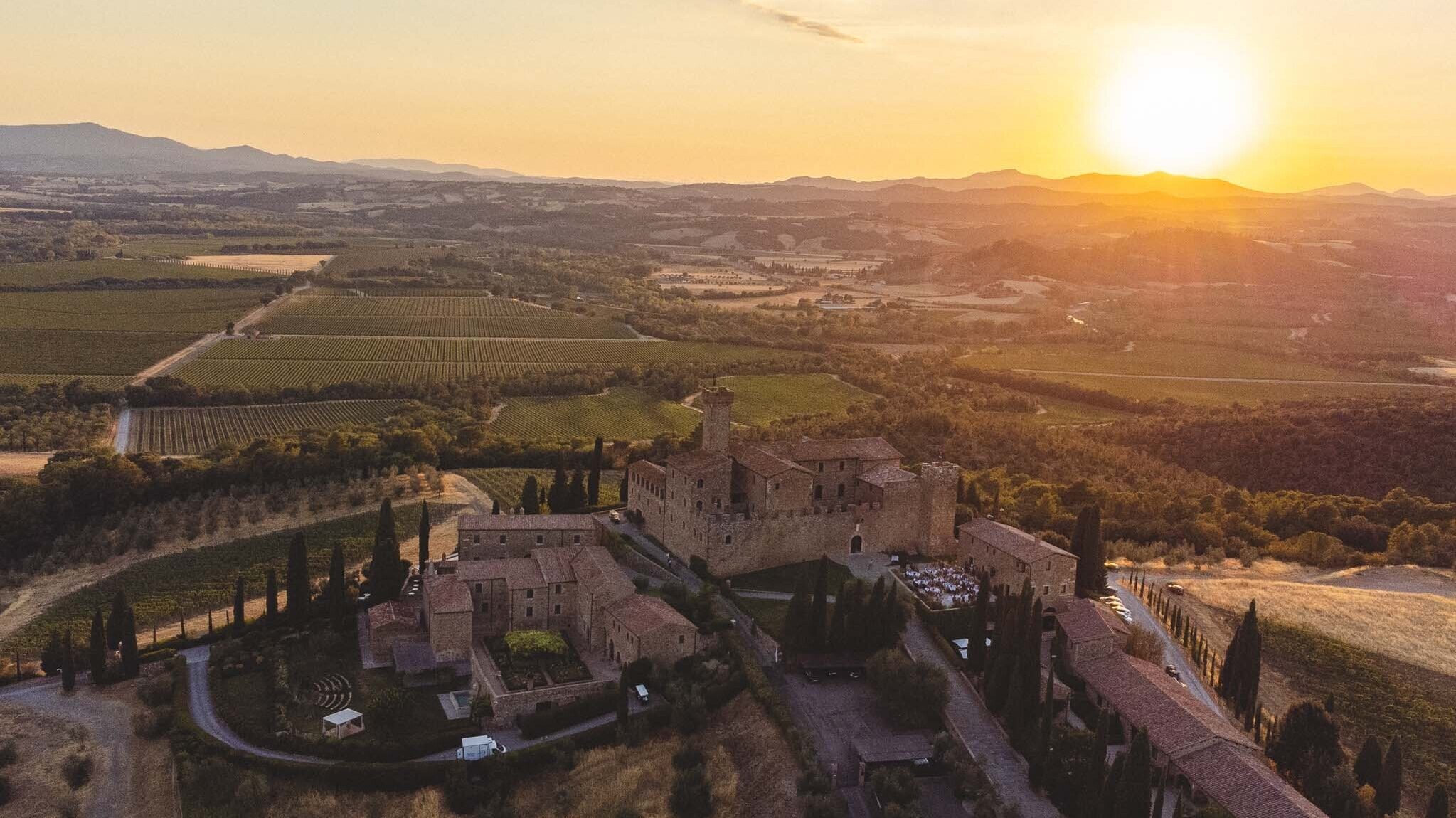 Wedding castello banfi drone photo